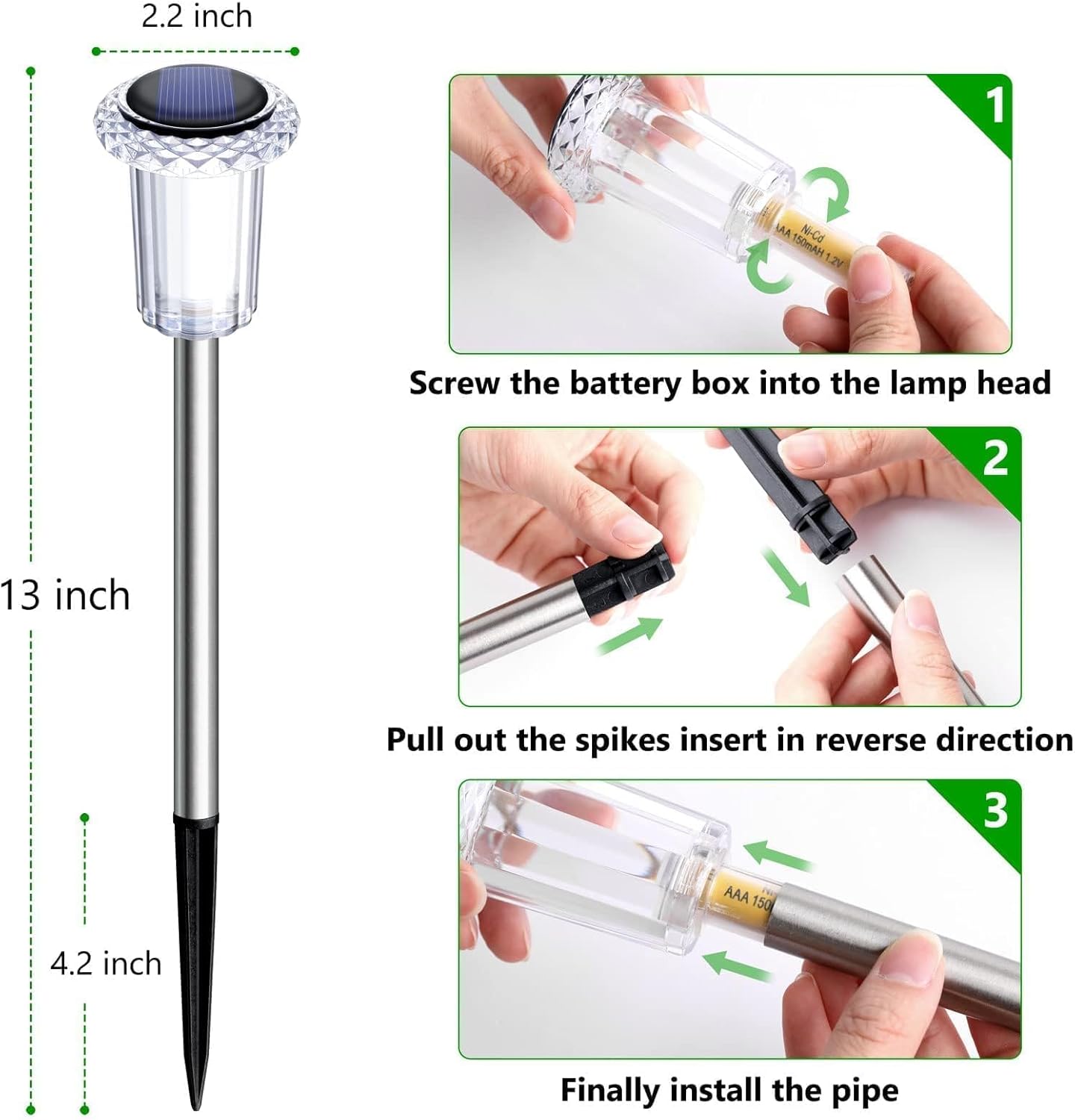 Solar Pathway Lights Outdoor – 10 Pack LED Garden Lamps, Waterproof, Cold White