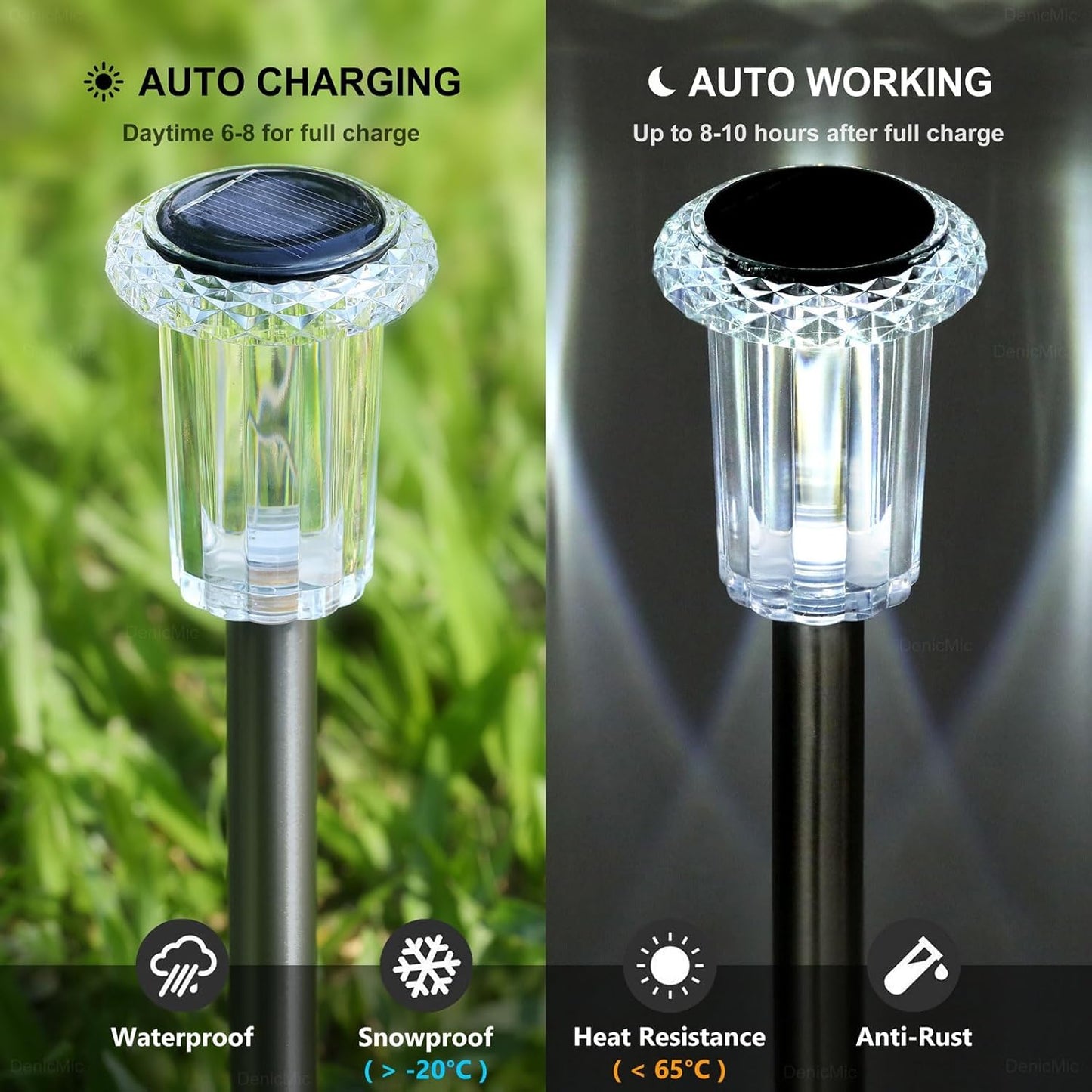 Solar Pathway Lights Outdoor – 10 Pack LED Garden Lamps, Waterproof, Cold White
