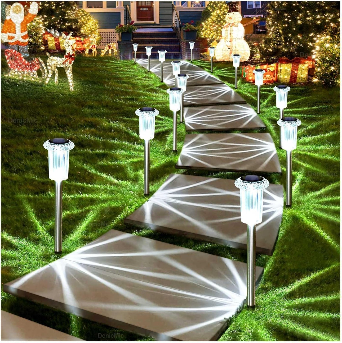 Solar Pathway Lights Outdoor – 10 Pack LED Garden Lamps, Waterproof, Cold White