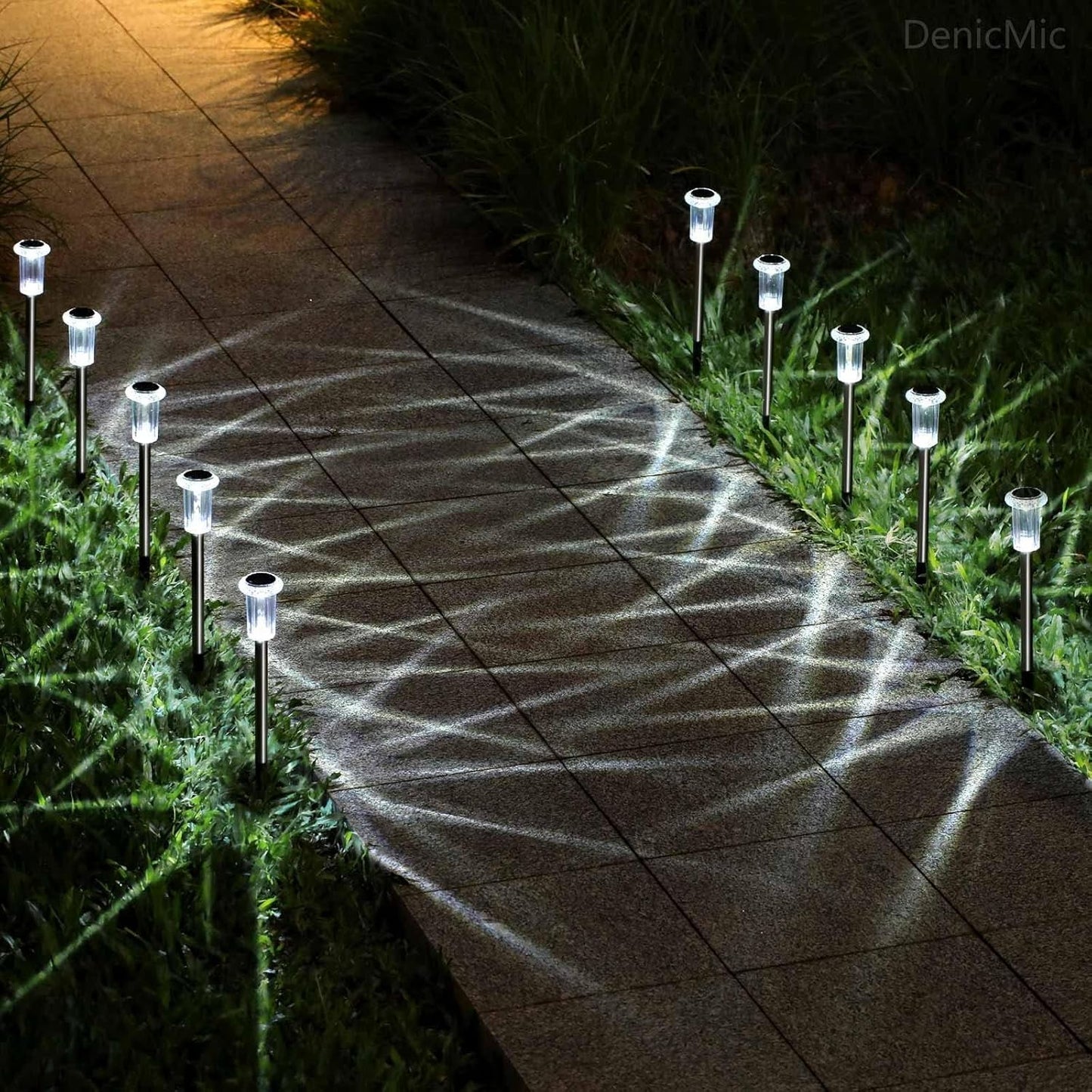 Solar Pathway Lights Outdoor – 10 Pack LED Garden Lamps, Waterproof, Cold White