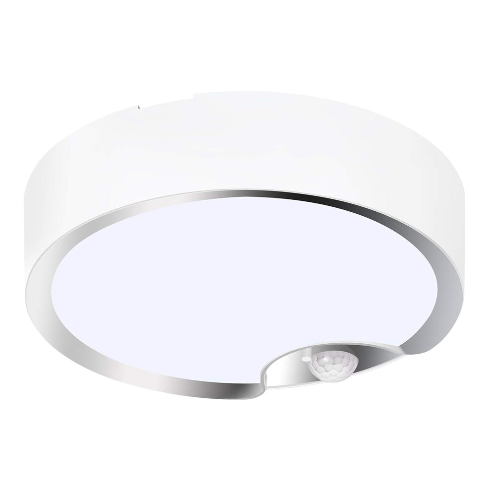 Ceiling light fixture with motion sensor on a white background