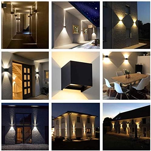 Collage of outdoor wall lights in various settings