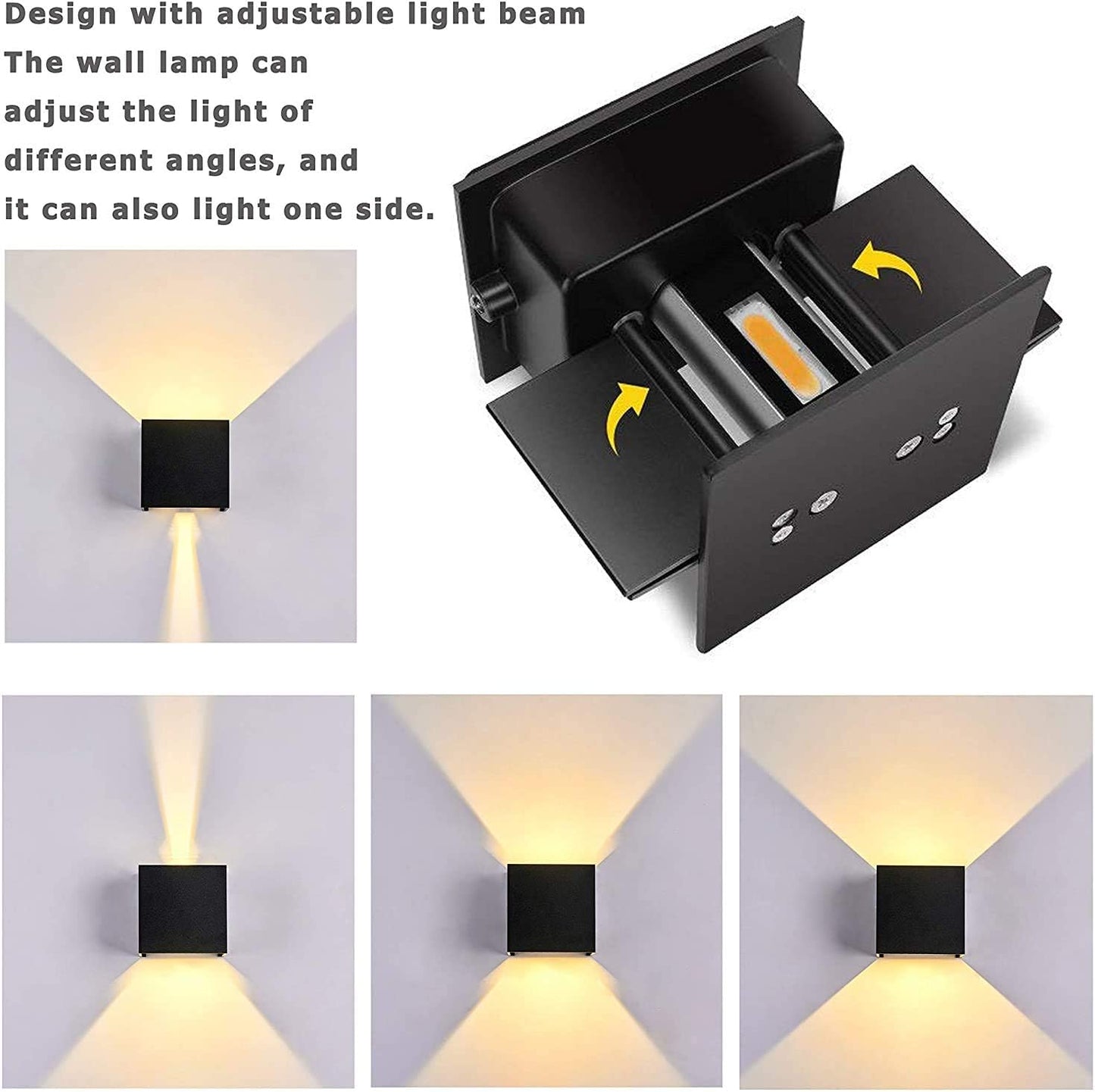 Wall lamp with adjustable light beam on a gray background