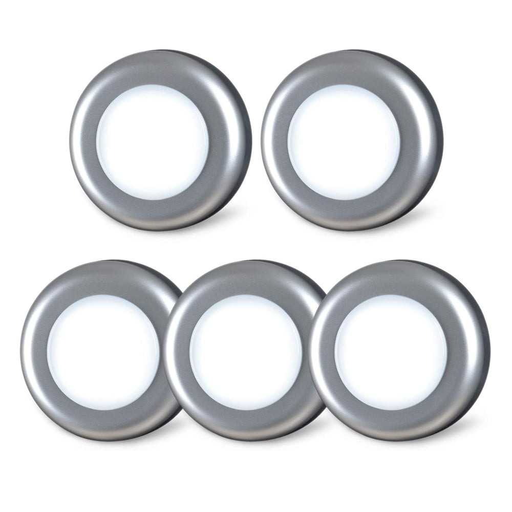 5-Pack Touch LED Puck Lights – Battery Operated, Stick-On, LED Sticky Button Lamps, Warm White (Gold)