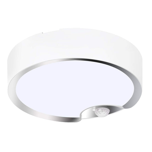 Ceiling light fixture with motion sensor on a white background