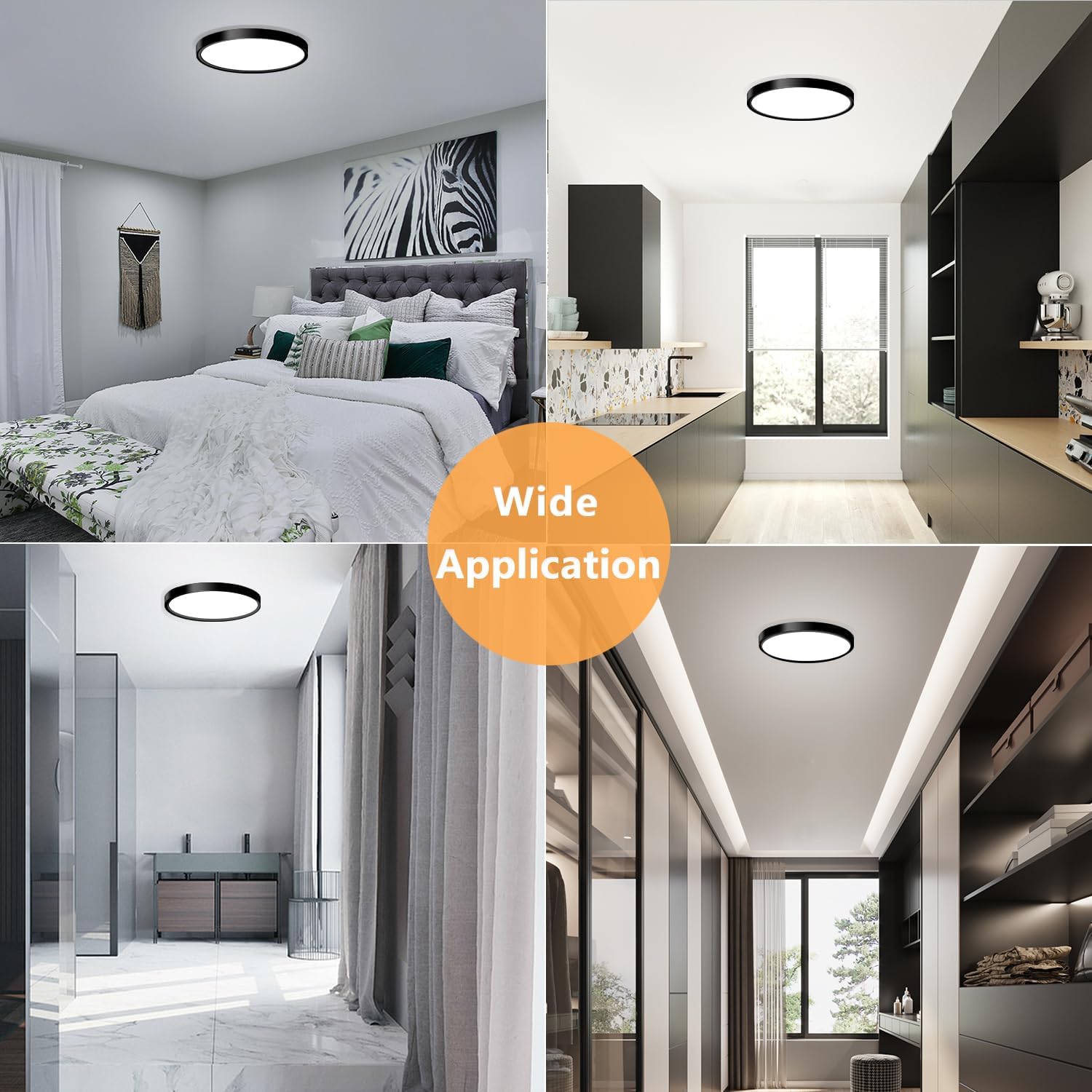 Collage of modern interior spaces with a focus on wide application.