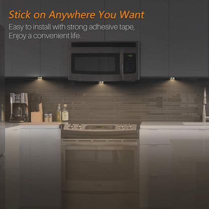 Modern kitchen with a microwave and stove, featuring text about adhesive tape.