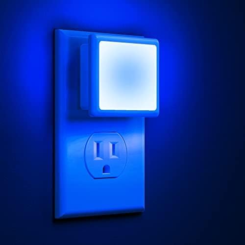Plug-in night light on a blue wall