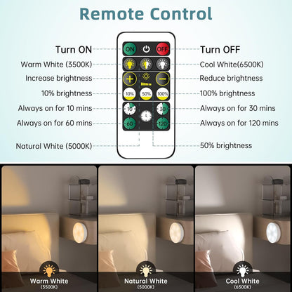 Remote control with lighting settings and corresponding light effects on a bed.