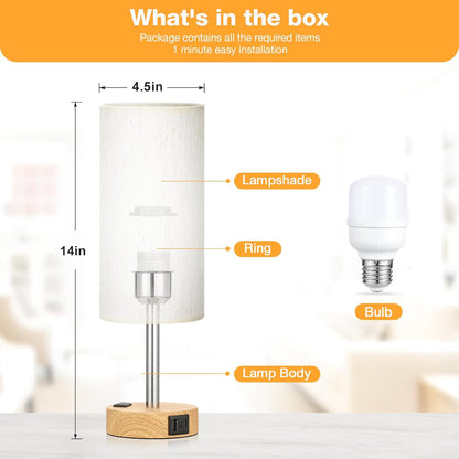 Table lamp with labeled parts and dimensions on a white background