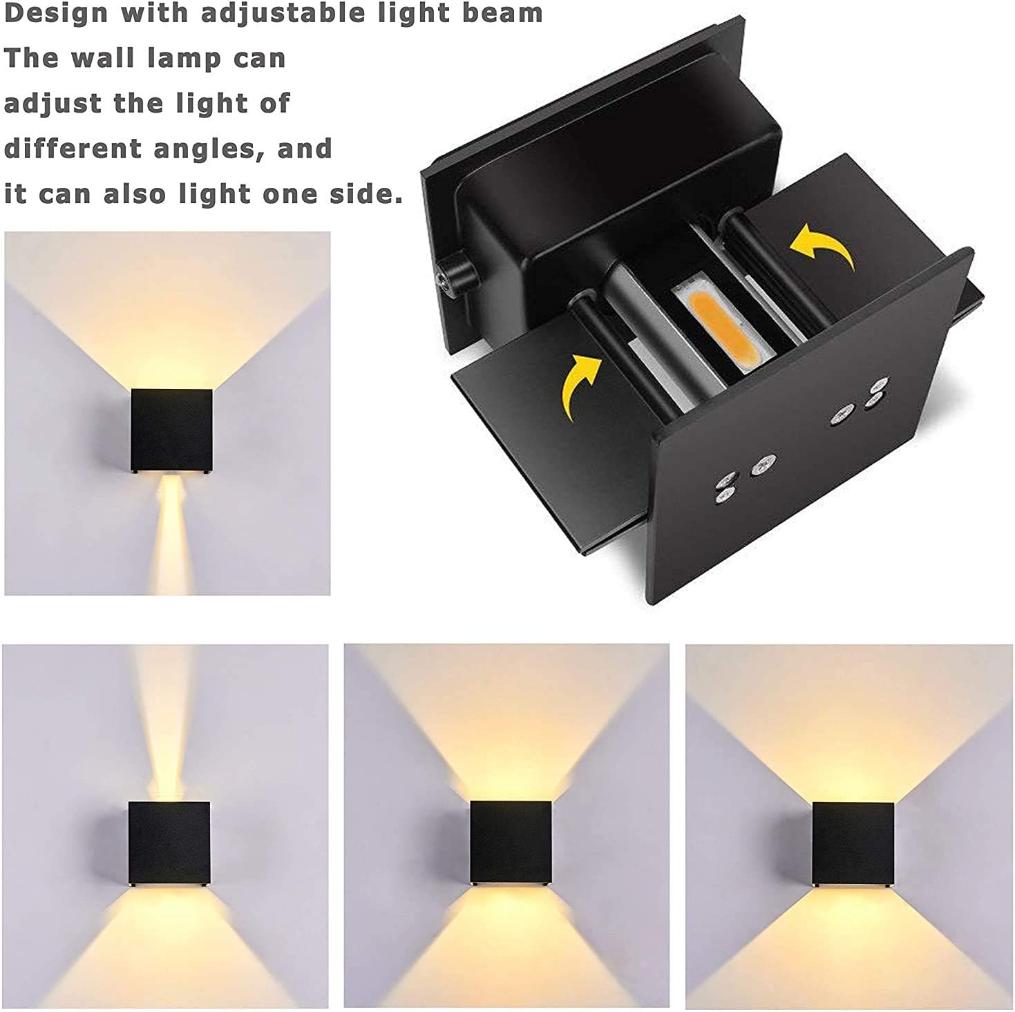 Wall lamp with adjustable light beam on a gray background