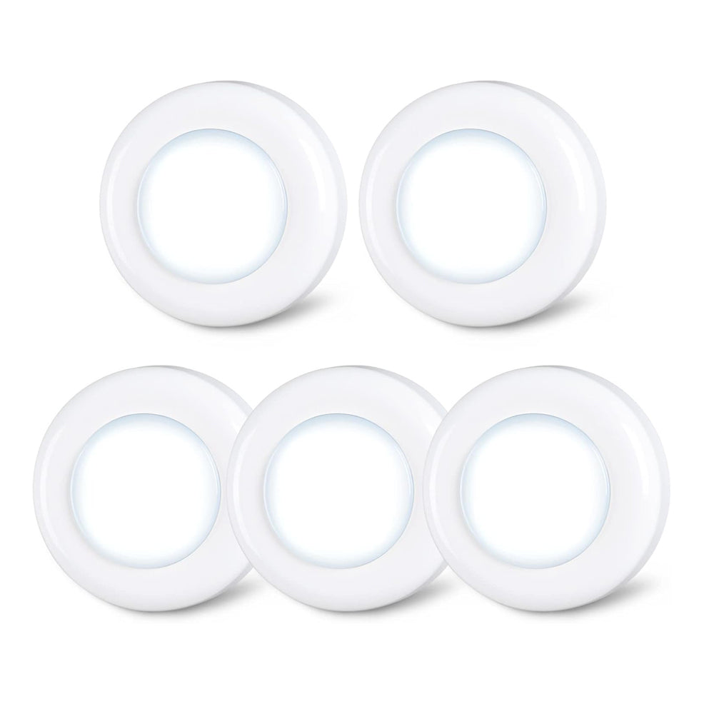 5-Pack Touch LED Puck Lights – Battery Operated, Stick-On, LED Sticky Button Lamps, Warm White (Gold)
