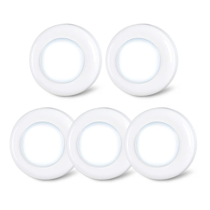 5-Pack Touch LED Puck Lights – Battery Operated, Stick-On, LED Sticky Button Lamps, Warm White (Gold)